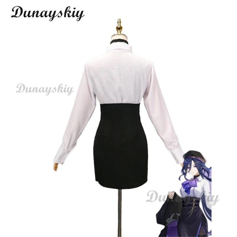 Clorinde Luckin Coffee Collab Fanart Doujin Cosplay Costume Genshin Impact Set Wig Genshin Impact Full Set Wig Halloween Xmas