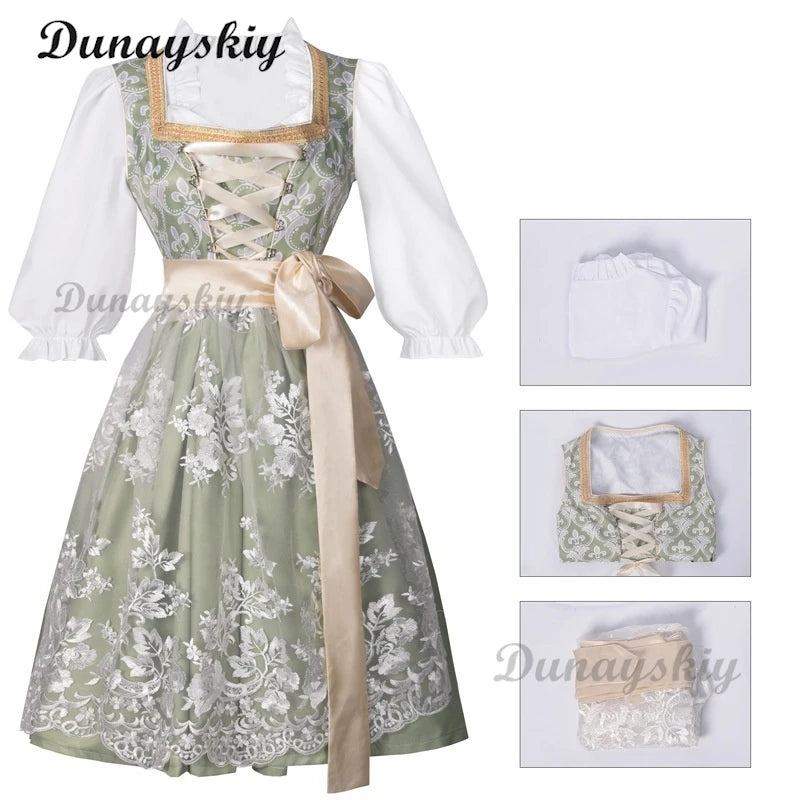 Bavaria Oktoberfest Costume Dirndl Dress Wench Maid Dress German Beer Girl Apron Outfit Maid Cosplay Halloween Party Dresses