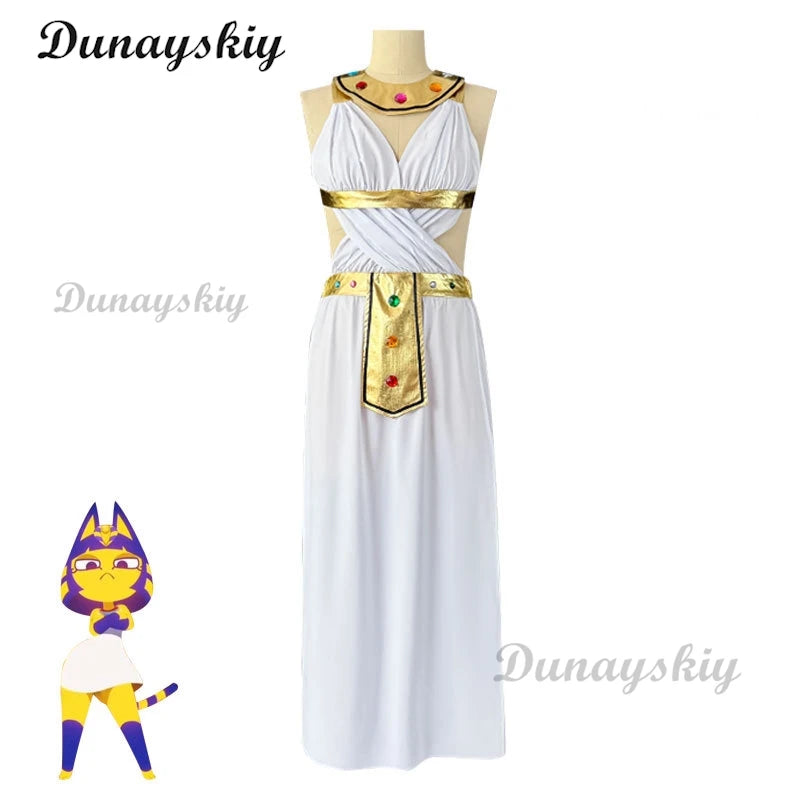 Ankha Cosplay Costumes Egyptian Queen Dresses Game Animal Crossing Role Play Uniform Halloween Carnival Dressing For Women