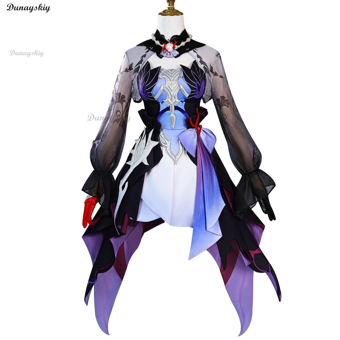 Hysilens Honkai Star Rail Hysilens Cosplay Costume Anime Long Mixed Wig Props Halloween Party for Women Girls Carnival