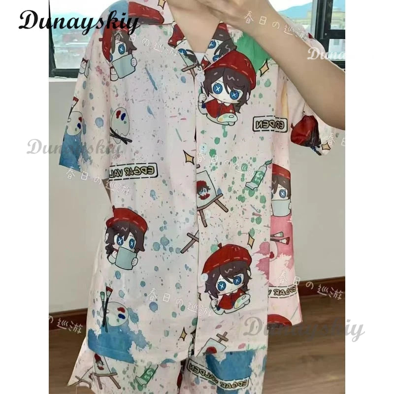 New Anime Identity V Cosplay Painter Cheerleader Acrobat Women Men Summer Short Sleeved Shorts Pajamas Home Clothes Costumes