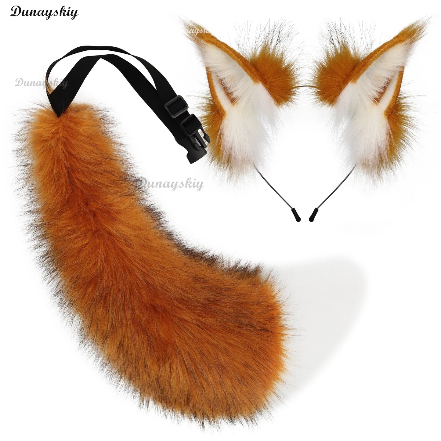 Handmade Deep Blue Wolf Ear Fox Ear Hairband Headwear Dog Ear KC Hair Clip Costume Accessories Tail Animal Ear Cosplay Props