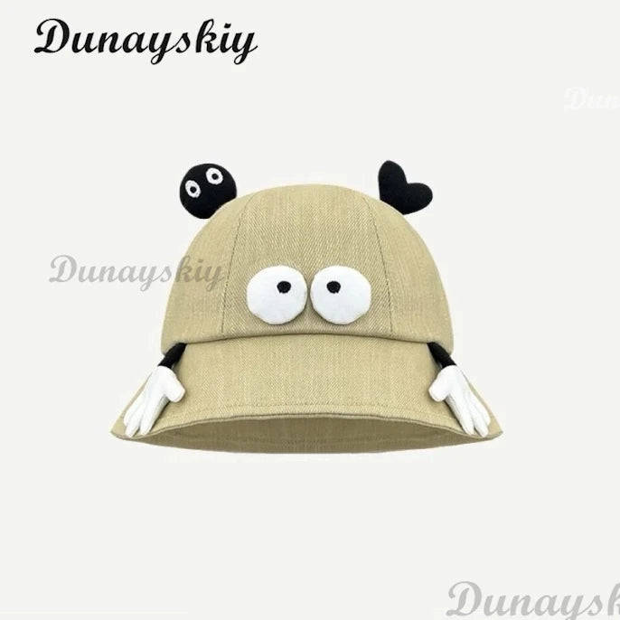 Cute Frog Bucket Hats Cosplay Accessories Women Bucket Hat Women Summer Outdoor Sun Fishing Cap Cotton Wild Panama Decorative