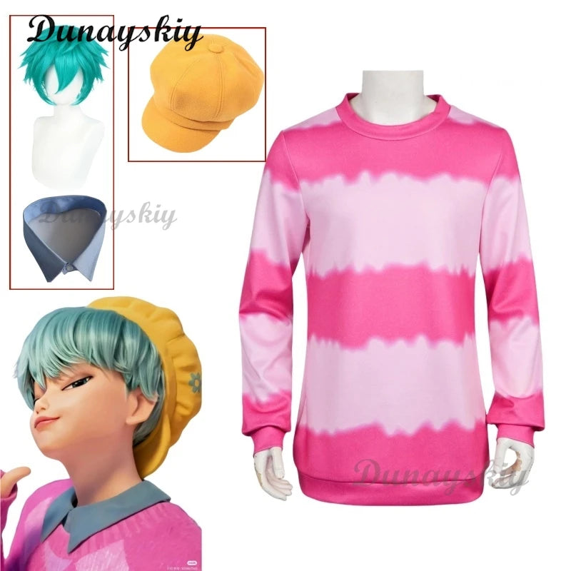 KPOP Huntrix Saja Boys Baby Cosplay Costume Wig Hat Pink Hoodie Y2K costume Halloween Disguise for Adult Outfit
