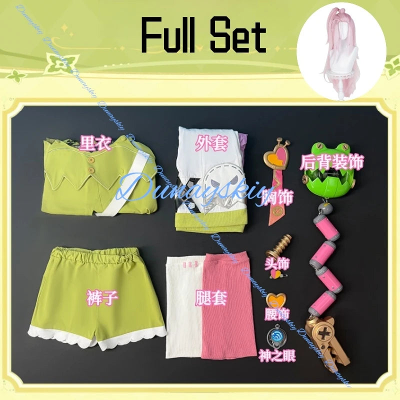 Game Genshin Impact Aino Cosplay Costume Outfit Dress Wig Women Halloween Animation Party Wig Uniform Props