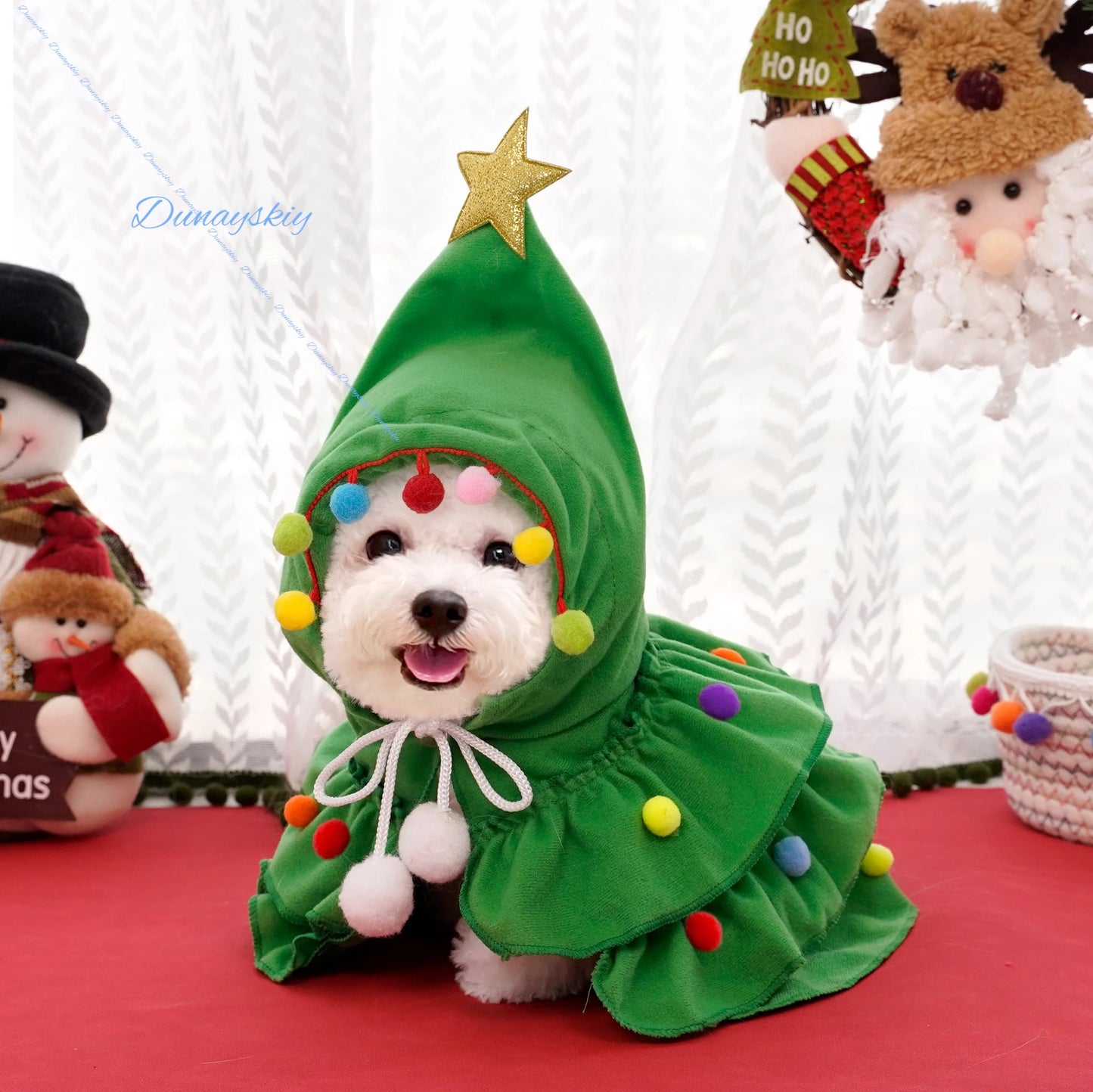 Holiday Supplies Party Cosplay Cope Christmas Dog Cloak Colorful High Quality Pet Cape Santa Tree Costume Puppy Coat