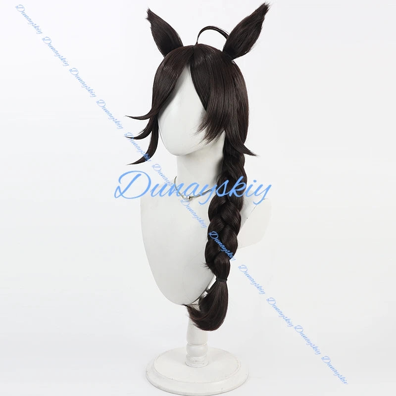 Anime Uma Musume Pretty Derby Rice Shower Cosplay Wig Ear Tail Game Roleplay Party Prop Wigs Synthetic Hair Heat Resistant Fiber