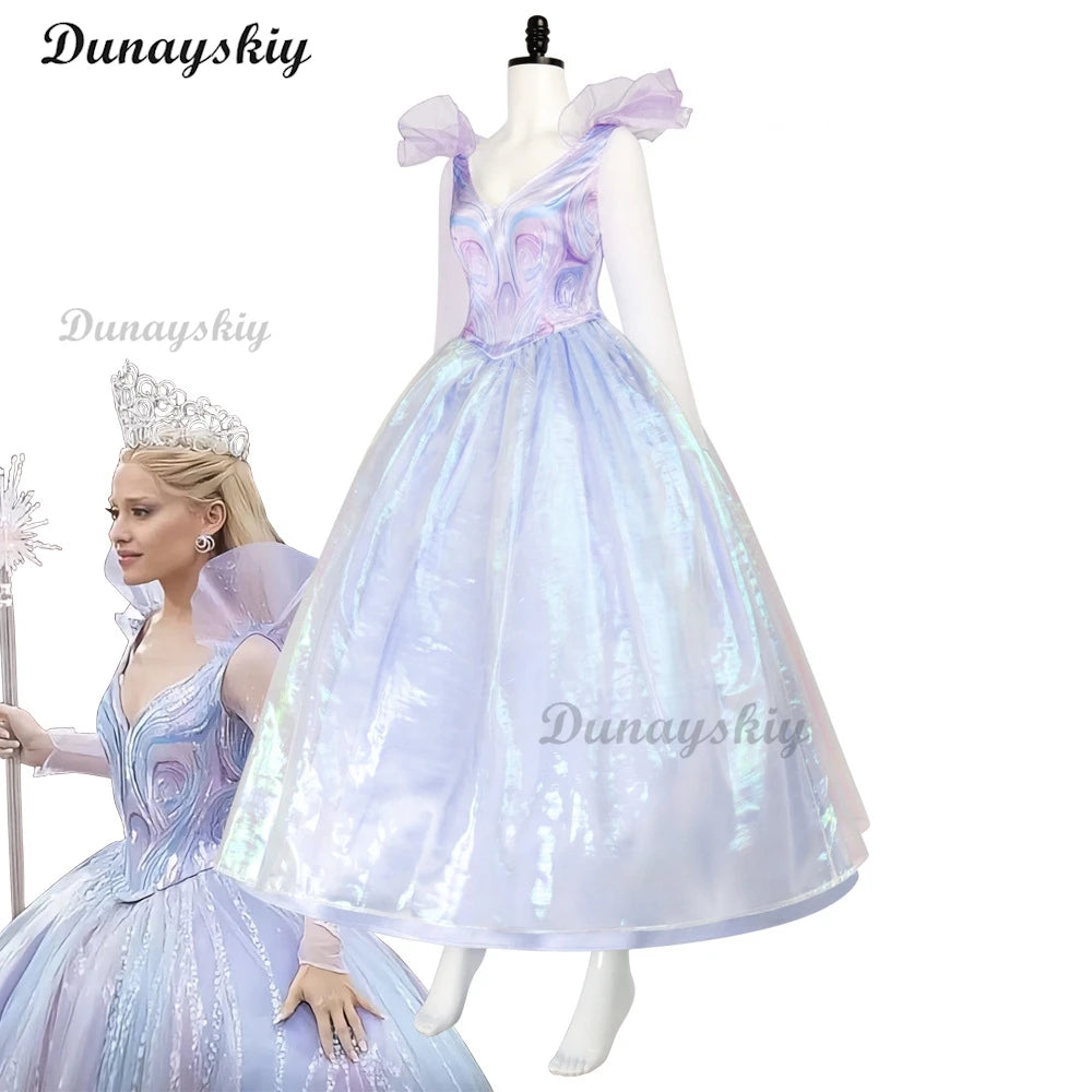 Movie Wicked Glinda Cosplay Costume Witch Women Purple Dress Princess Skirt Wedding Uniform Masquerade Carnival Clothes Outfit