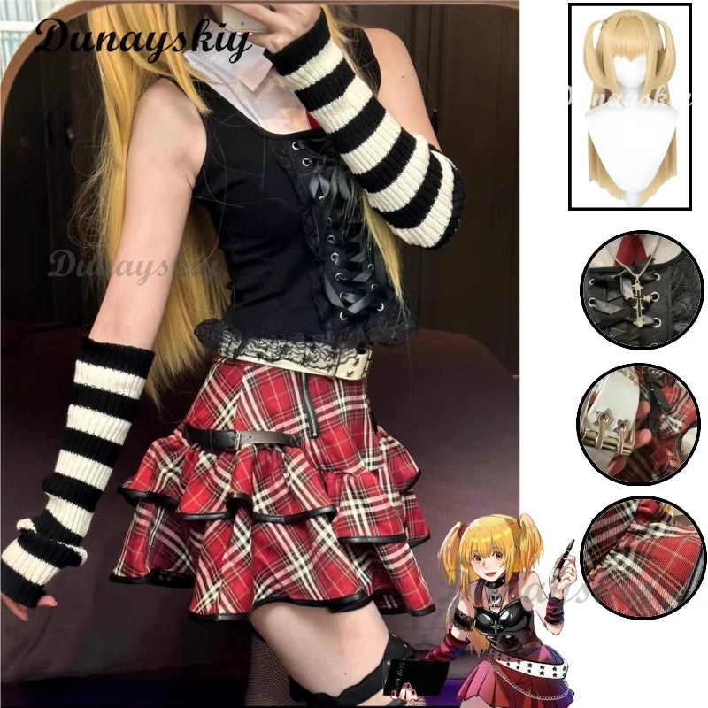 Misa Sexy Dress Subculture Necklace Amane Cosplay Note Death Jirai Kei Costume Debut Daily y2k GothLoli Uniform Outfit Wig