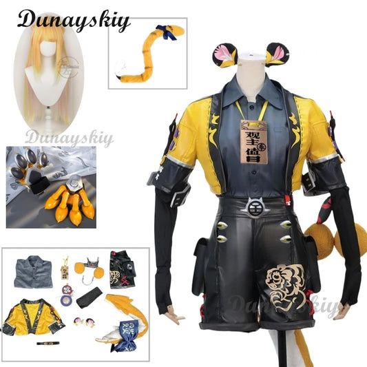 ZZZ Ju Fufu Cosplay Uniform Wig Zenless Zone Zero Tiger Costume Wig Game Clothes Women Cute Suit Outfit Halloween Party Clothes