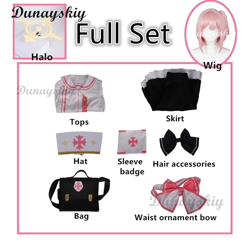 Game Blue Archive Sumi Serina Cosplay Costume Wig Women Uniform Casual Jacket Skirt Wig Nurse Hat Bow Halloween Party Suit