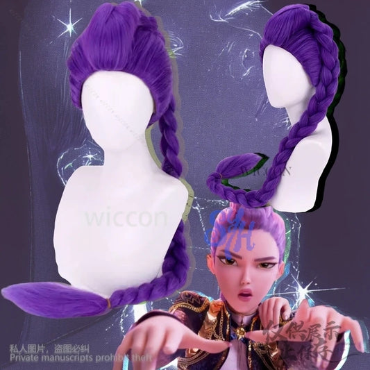 Rumi Cosplay Movie Anime Kpop Demon Huntrix Purple Heat Resistant Synthetic Idol Girls Groups Wig Fashion Y2K Cos Hair Halloween