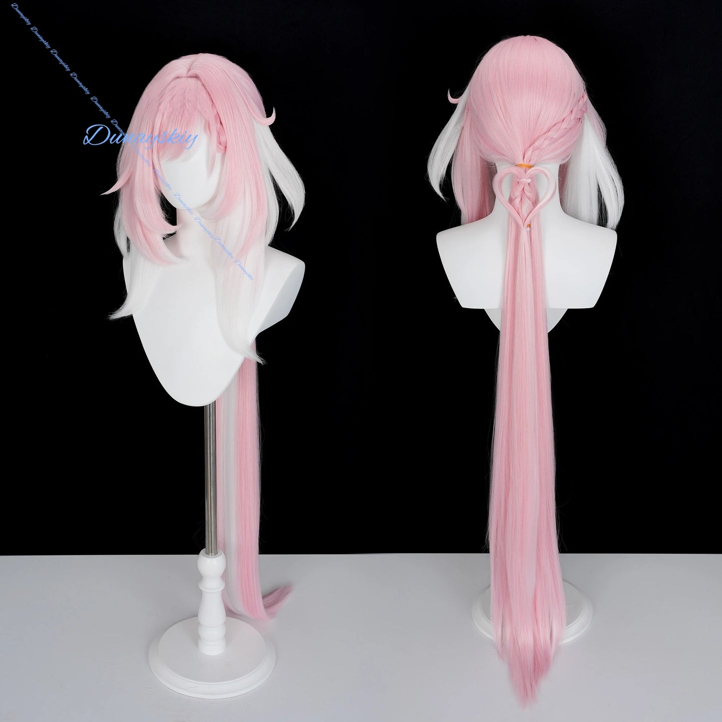 Elysia Wig Cosplay Wig Honkai: Star Rail Anime Game Elysia Role Play Wig Pink White Long Hair Women Hair For Party Halloween