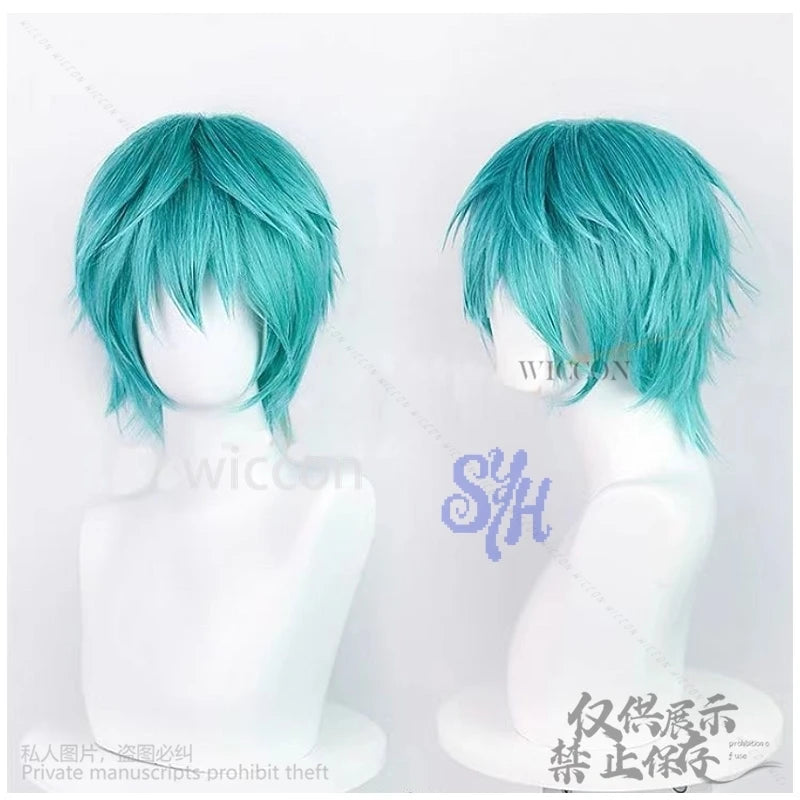 Movie Demon Baby Cosplay Saja Boy Kpop Group Y2K Fashion Wig Short Blue Green Hair Cos Jirai Kei Heat Resistant Halloween
