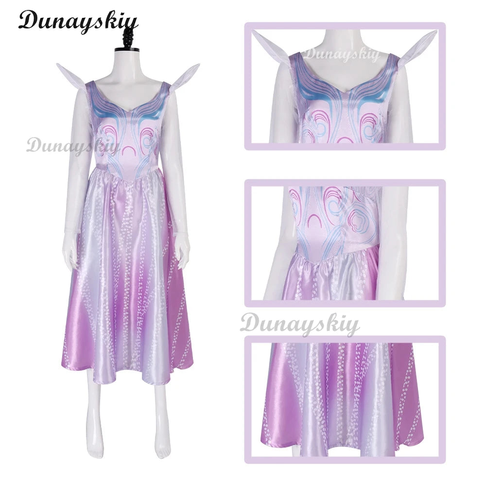 Movie Wicked Glinda Cosplay Costume Witch Women Purple Dress Princess Skirt Wedding Uniform Masquerade Carnival Clothes Outfit