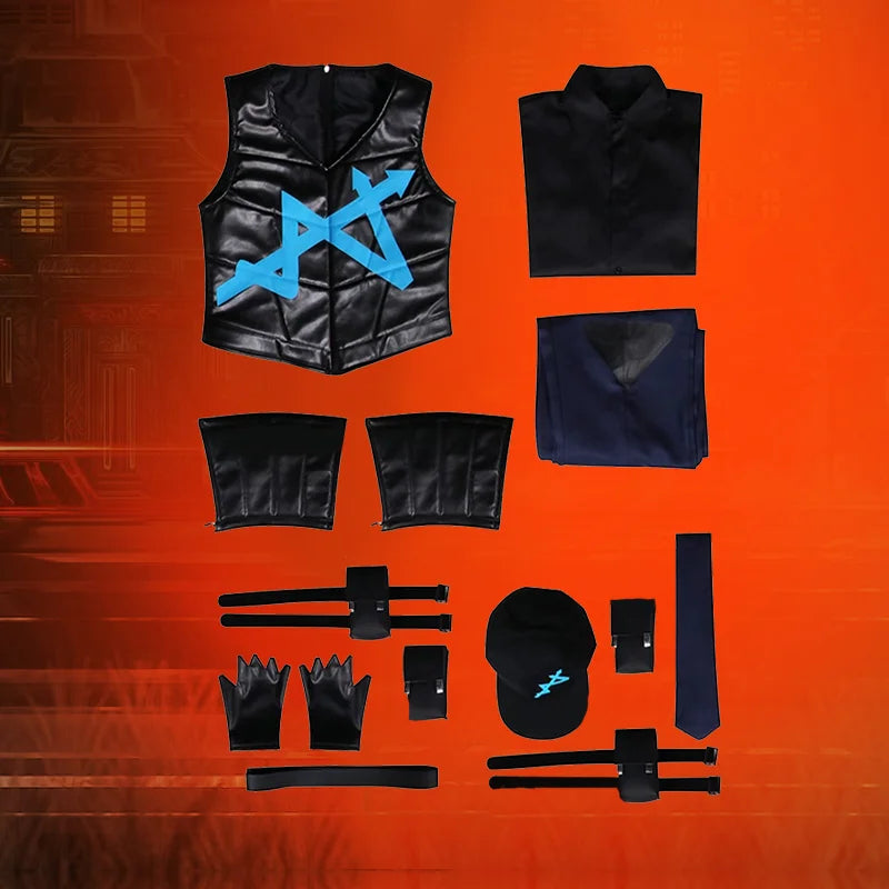 Game Limbus Company  Hong Lu Cosplay Costumes Hong Lu Uniform Clothing Wigs Long Black Jacket Halloween Carnival Costumes anime