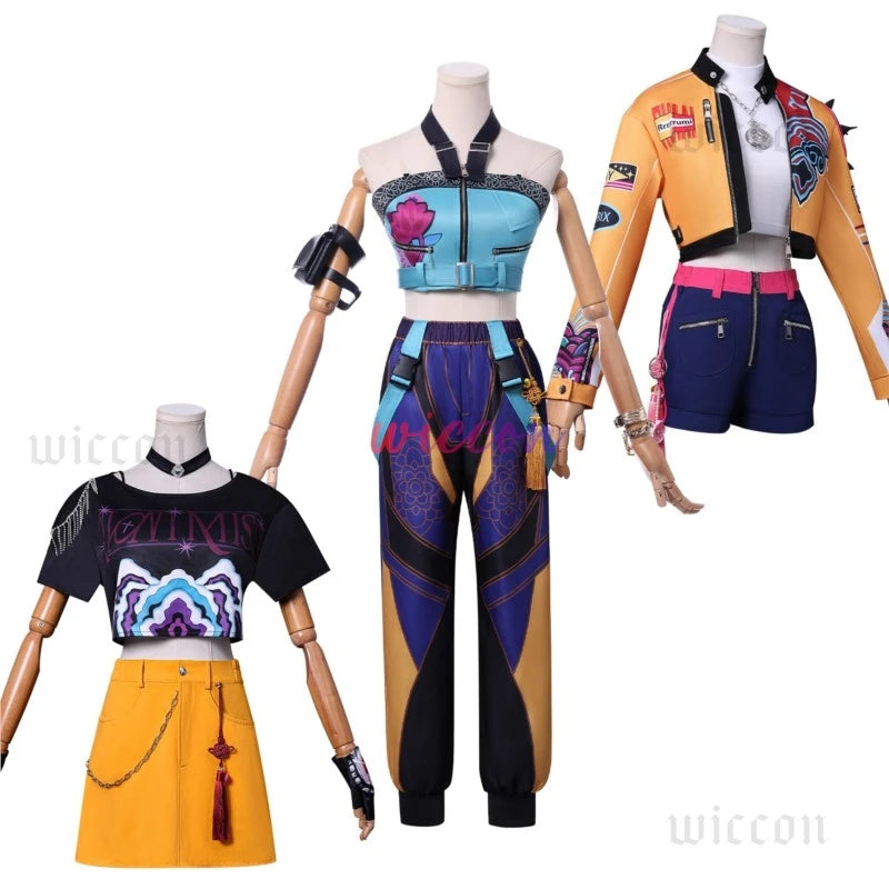 Kpop Huntrix Group Rumi Zoey Mira Cosplay Anime Demon Hunters Costume Coat Earrings Set 코스프레 Halloween Party Outfit for Girls