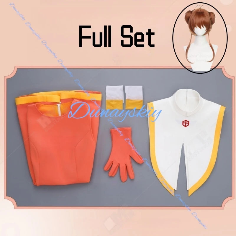 Sakura Game Cosplay Costume Wig School Uniform Anime Green Dress Clothe Halloween Costumes For Women Man Full Set