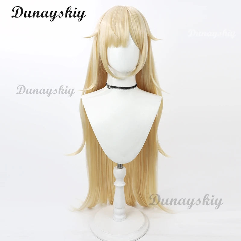Nikke: Goddess of Victory Guillotine Cosplay Wig 90cm Long Blonde Ponytail Heat Resistant Synthetic Hair Halloween Carnival
