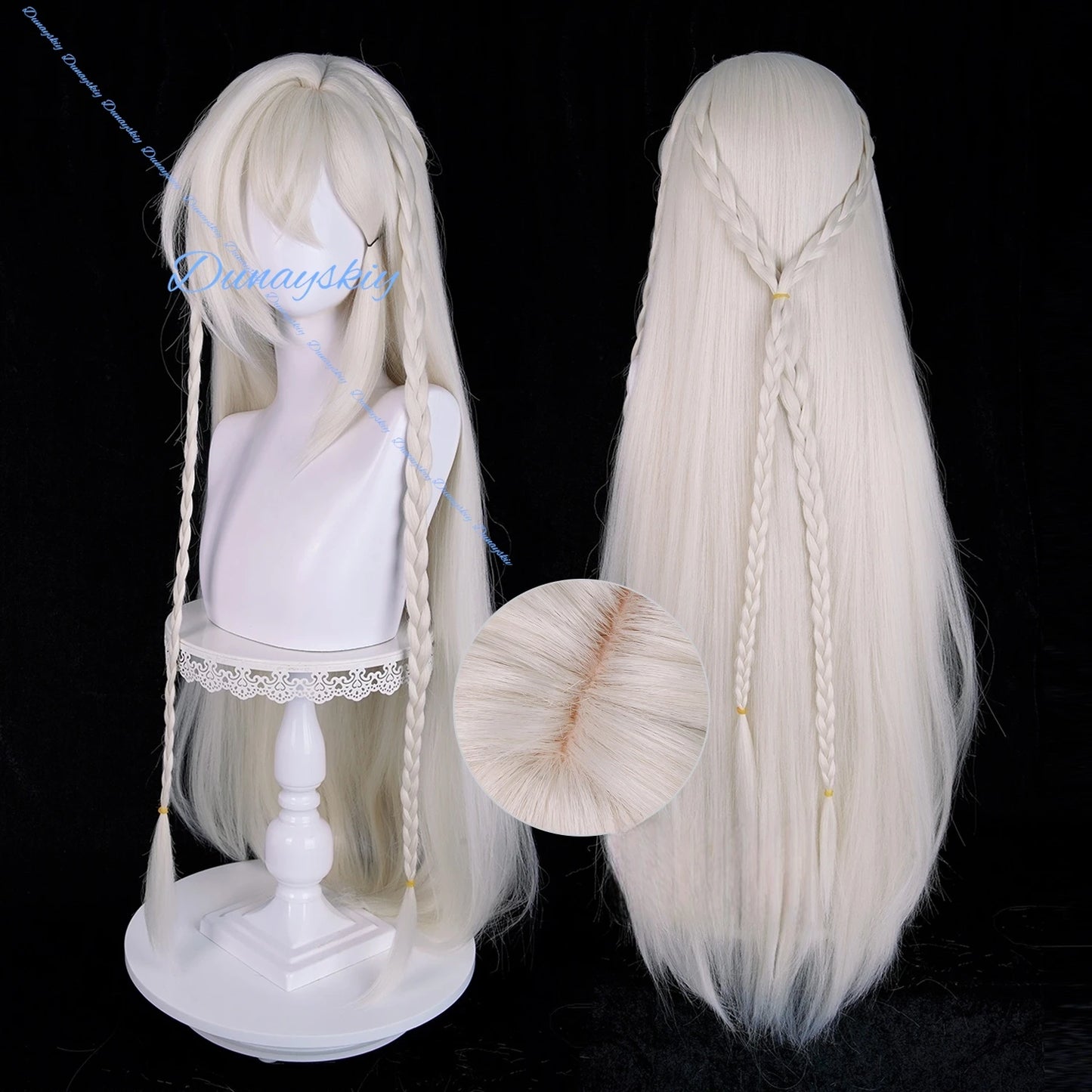 Genshin Impact Istaroth Cosplay Wig Headwear Long Light Blonde Hair Tokoyo Ookami Kairos Four Shades Halloween Party Prop