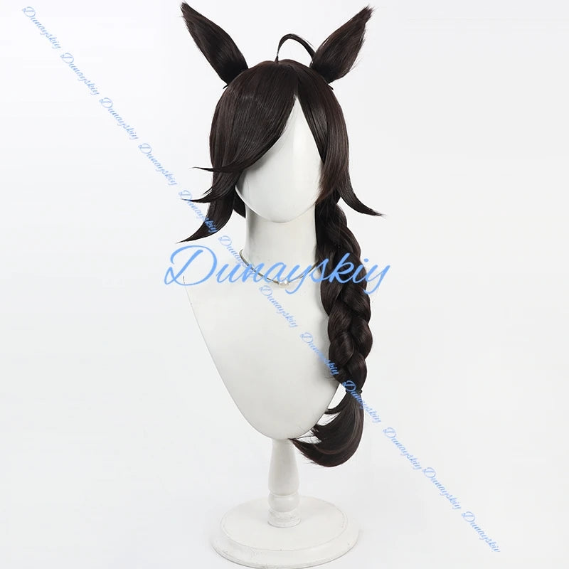 Anime Uma Musume Pretty Derby Rice Shower Cosplay Wig Ear Tail Game Roleplay Party Prop Wigs Synthetic Hair Heat Resistant Fiber
