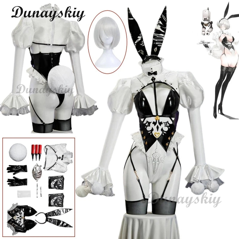 Game NieR: Automata 2B Sexy Cosplay Costume Maid Doujin Bunny Girl Uniforms Headwear Props Wig Halloween Rabbit Girl Clothes