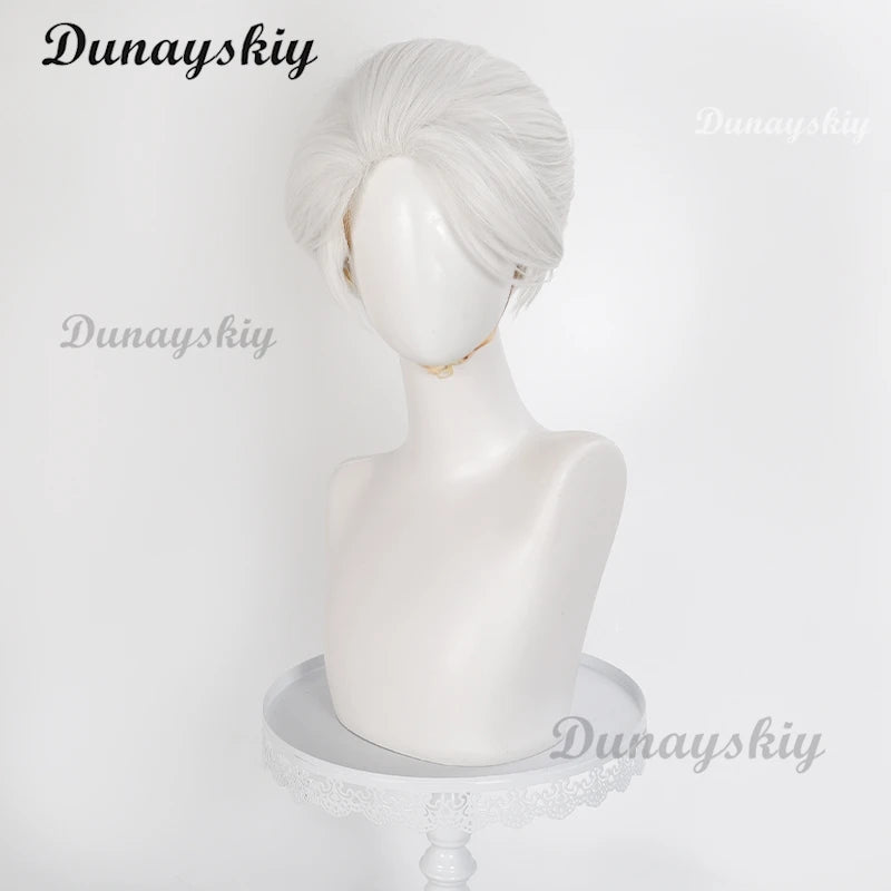 New Anime To be Hero X Nice Cosplay Wig White Short Hair Lin Ling Halloween Party Wig for Women Men Carnival Role Play Cos Props