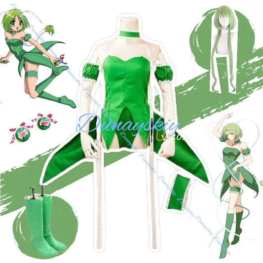 Anime Tokyo Mew Mew Retasu Midorikawa Mew Lettuce Cosplay Costume Wig Maid Dress Props Custom Sizes Shoes