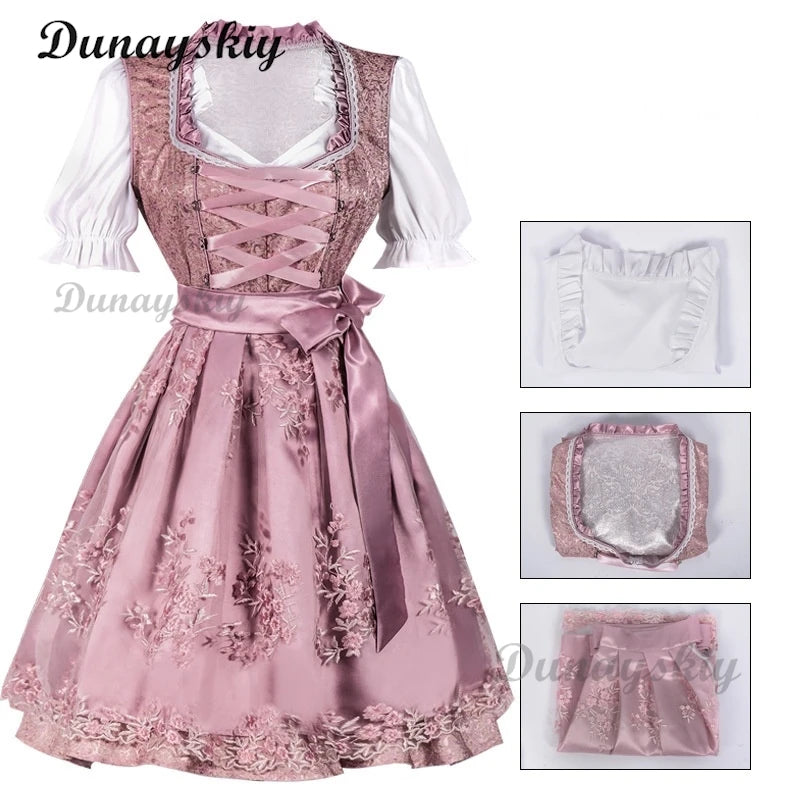 Bavaria Oktoberfest Costume Dirndl Dress Wench Maid Dress German Beer Girl Apron Outfit Maid Cosplay Halloween Party Dresses