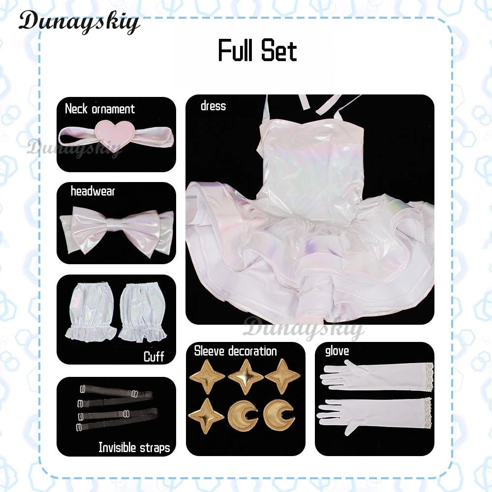 NEEDY GIRL OVERDOSE KAngel Laser Skirts Cosplay Costume Wig Streamer Overload Lolita Dress Shoes Outfit Women Ribbon Ponytail