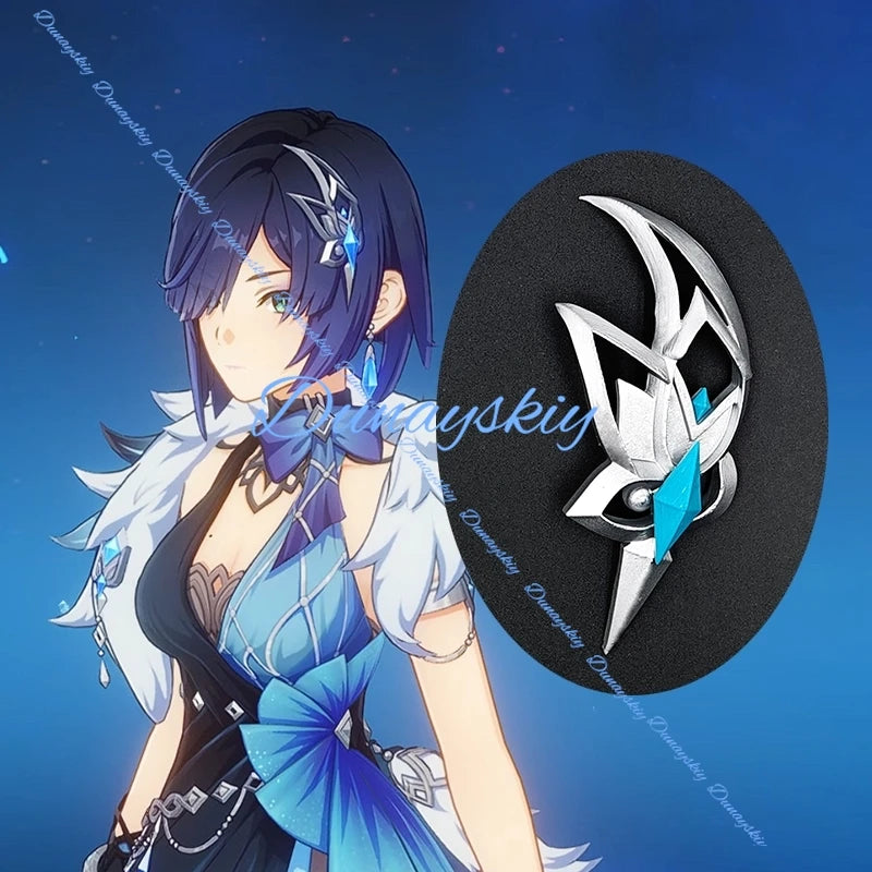 Genshin Impact Yelan Cosplay Wig Hair accessory Short Black Purple Gradient Wig Anime Yelan Wigs Heat Resistant Synthetic Wigs