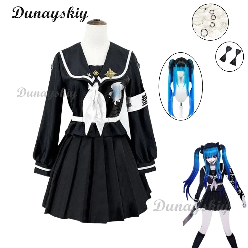 Sizuhara Hiruko Amemiya Darumi Cosplay Dress Women Clothing Uniform Wig Game Hundred Line Costume Adult Woman Party Outfi
