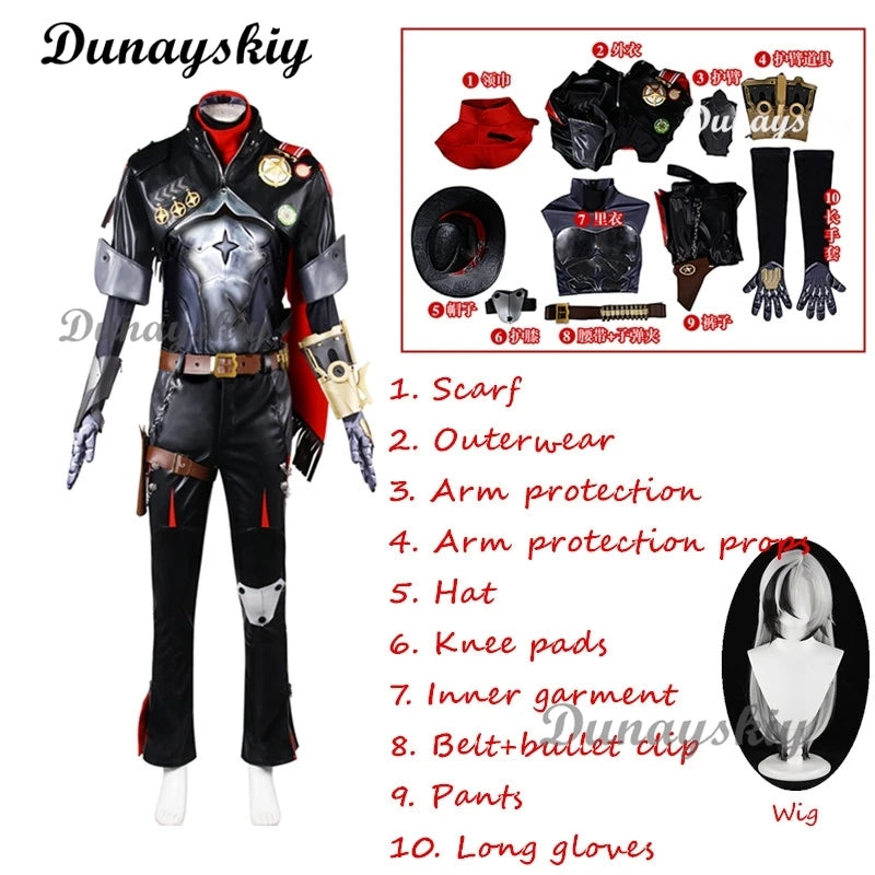 Game Honkai Star Rail Boothill Cosplay Costume Wig Hat Gloves Arm Prop Suits Shoes Men Halloween Party Carniavl Party Props