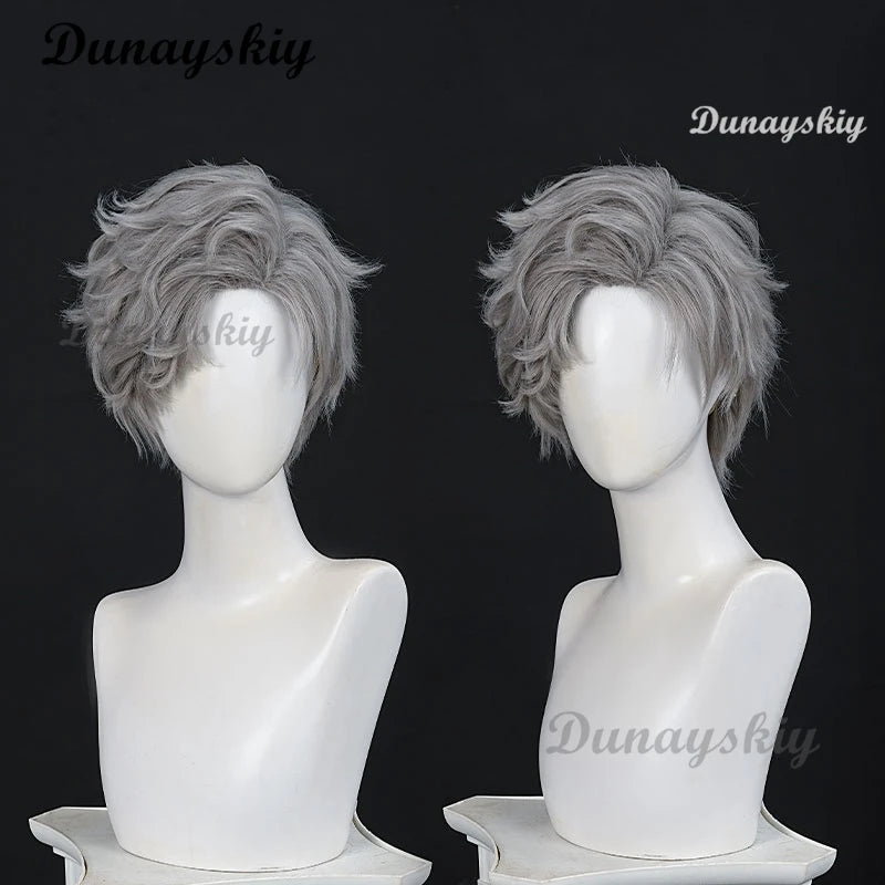 Game Love and Deepspace Sylus Cosplay Wig 2 Styles White Gray Short Hair N109 Zone Halloween Party for Women Men Props