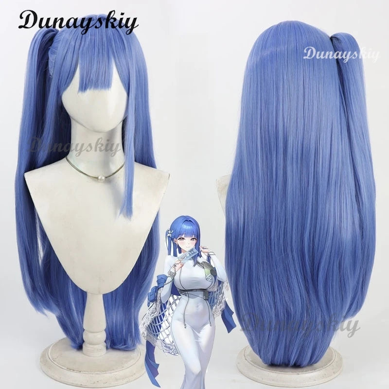 Game NIKKE：The Goddess of Victory Synthetic Hair Arcana Cosplay Wig 80cm Long Blue Ponytail Wigs Customized