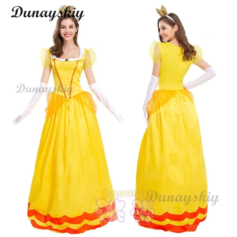 New Princess Dress Palace Party Queen Dress Rose Red Princess Cosplay Skirt Pink Peach Blossom Clothes Anime Halloween Costumes