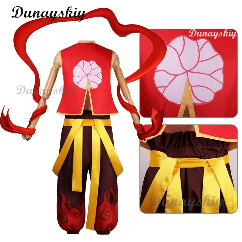 Movie Nezha Cosplay Nezha Birth of The Demon Child Cosplay Costume Red Top Outfits Ribbon Halloween Performance Cos Costumes