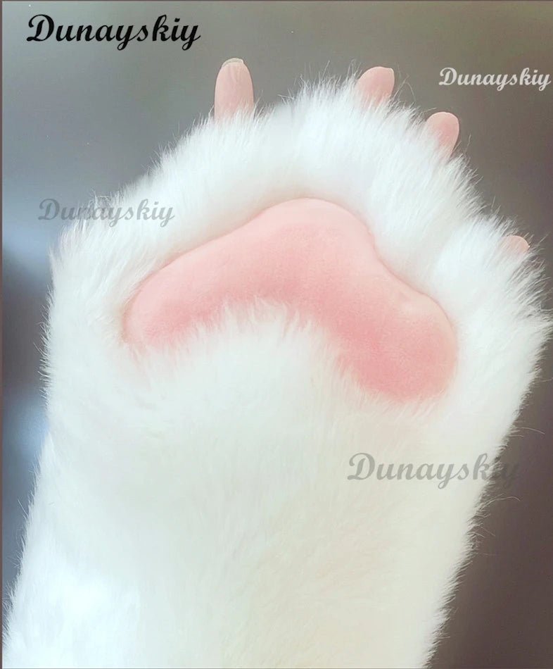 Fursuit Kigurumi Cat Paws Cartoon Plush Furry Cat Cosplay Kig Costume Nail Tiger Claws Full Finger Mittens Story Tell 2pcs