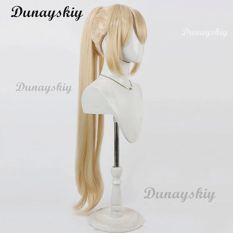 Nikke: Goddess of Victory Guillotine Cosplay Wig 90cm Long Blonde Ponytail Heat Resistant Synthetic Hair Halloween Carnival