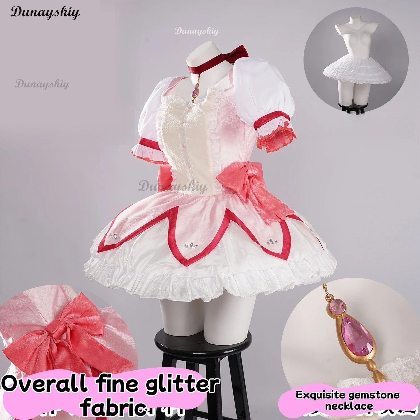 Madoka Cosplay Costume Kaname Combat Battle Suit Mahoushoujo Magic Girl Puella Magi Magica Wig Halloween