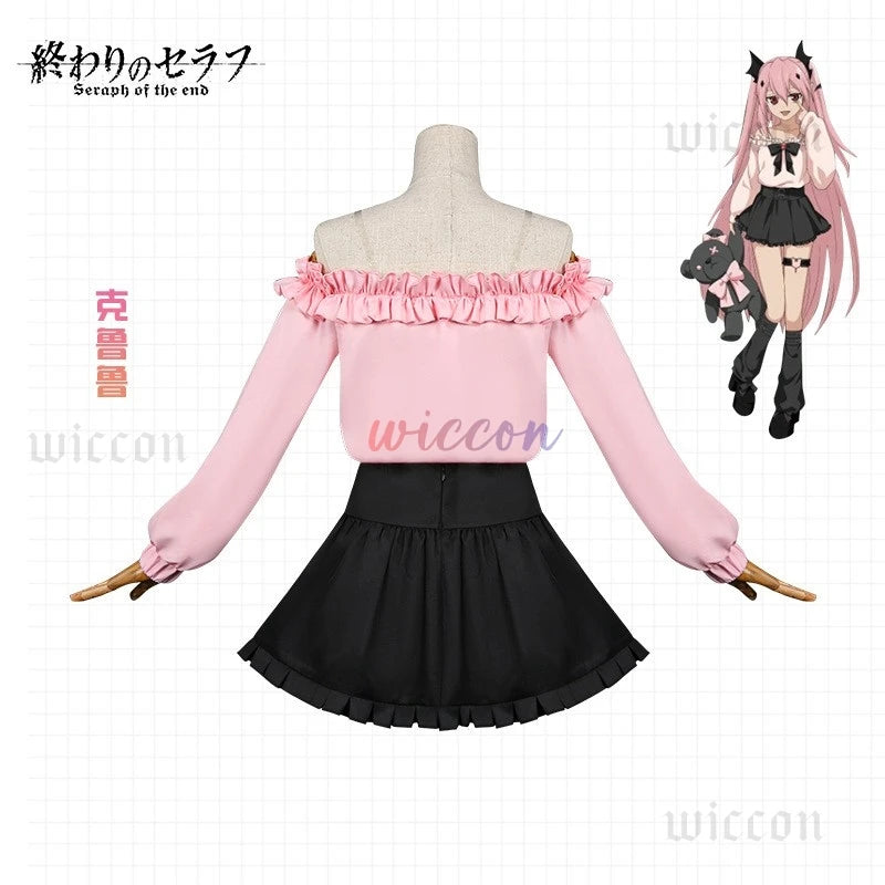 Seraph Of The End Owari no Seraph Krul Tepes Cosplay Costume Anime Wig JK School Uniforms Witch Vampire Dress Headwear Props