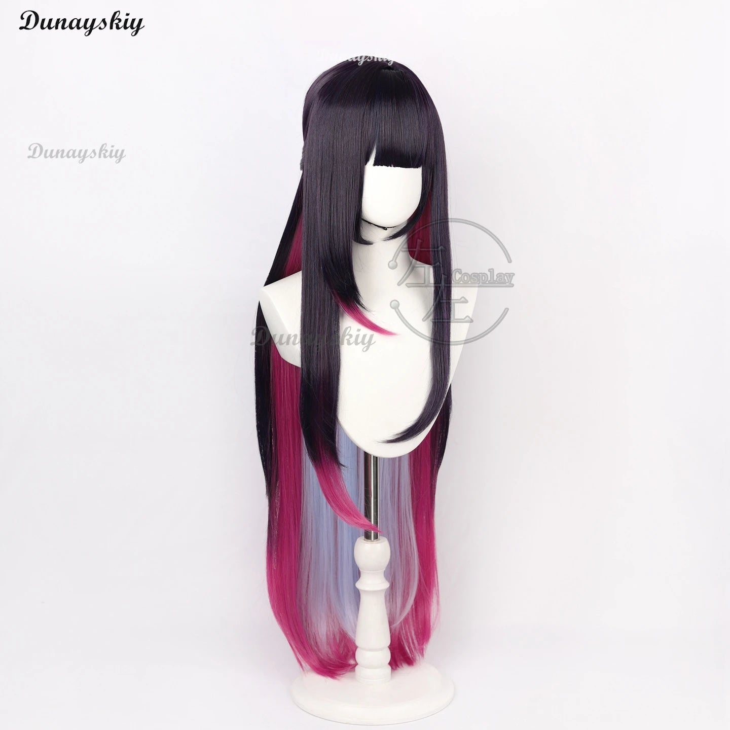 Hysilens Cosplay Game Honkai: Star Rai Wig Helektra Cosplay Wig Black Purple And Red 100cm Long Hair Wig For Halloween