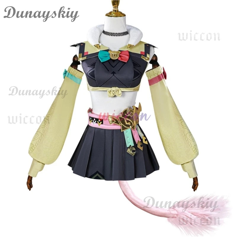 Game Genshin Impact Varesa Cosplay Varesa Cosplay Wig Horn Accessory Uniform New Dress Suit Anime Shoes Carnival Party Outfit