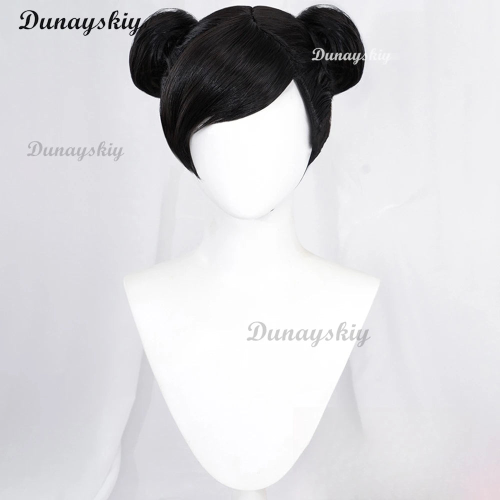 Chun-Li Cosplay Wig Game SF Fighter Headwear Heat Resistant Synthetic Hair Carnival Halloween Party Props Gifts Customized