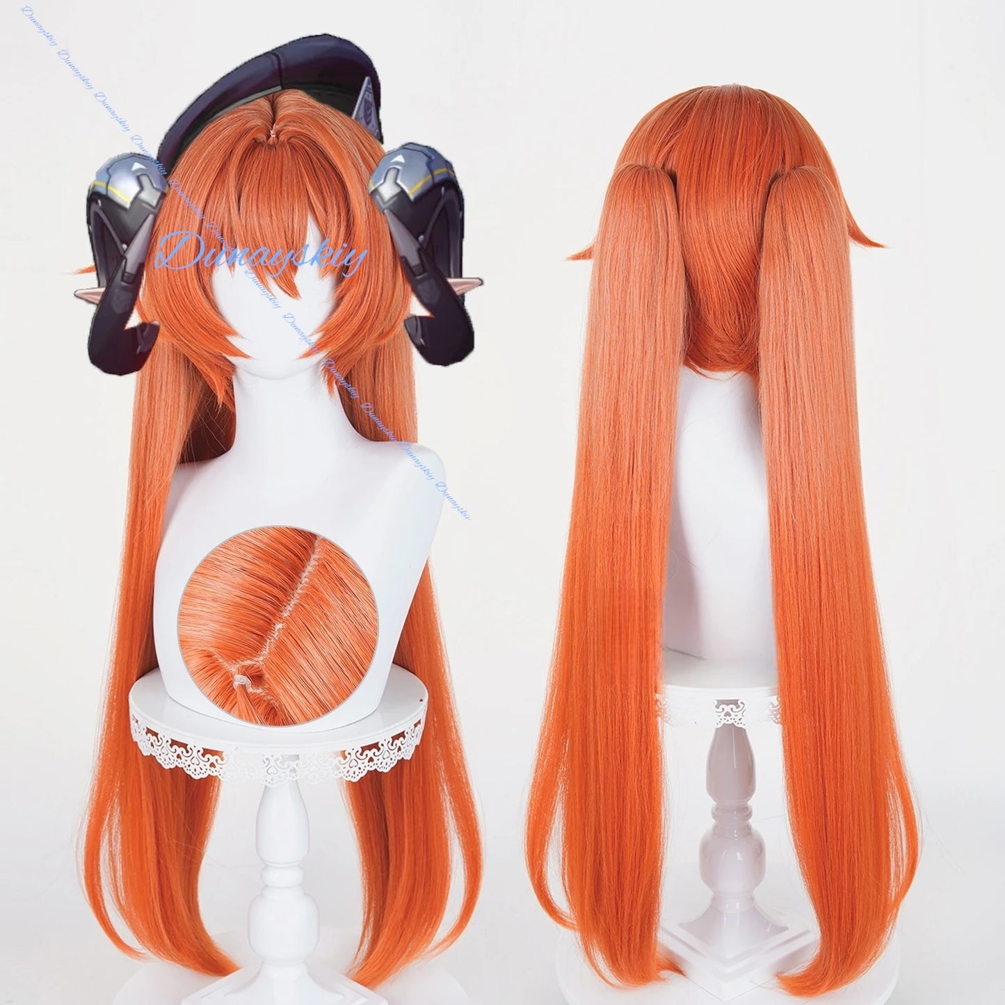 Game Zenless Zone Zero Orphie Cosplay Wig 80cm Orange Women Wigs With Double Ponytails Heat Resistant Synthetic Hair
