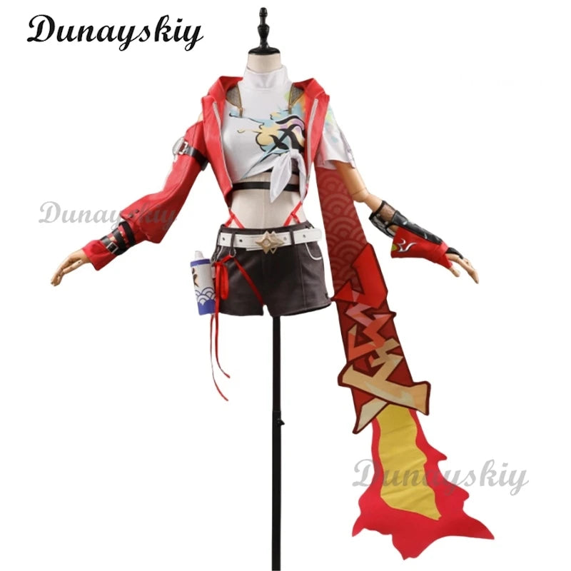 Rappa Red Jacket Honkai Star Rail Cosplay Costume Wig Hat Shorts Galaxy Ranger Props Halloween Party Women Accessory