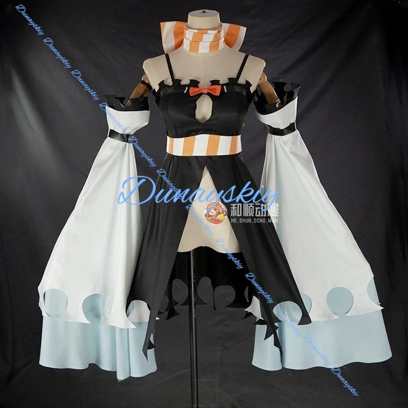 Anime Gachiakuta Amo Empool Cosplay Costume Wig Dress Sleeves Stickers Belt Bow Tie Carnival For Women Girls Team Front Full Set