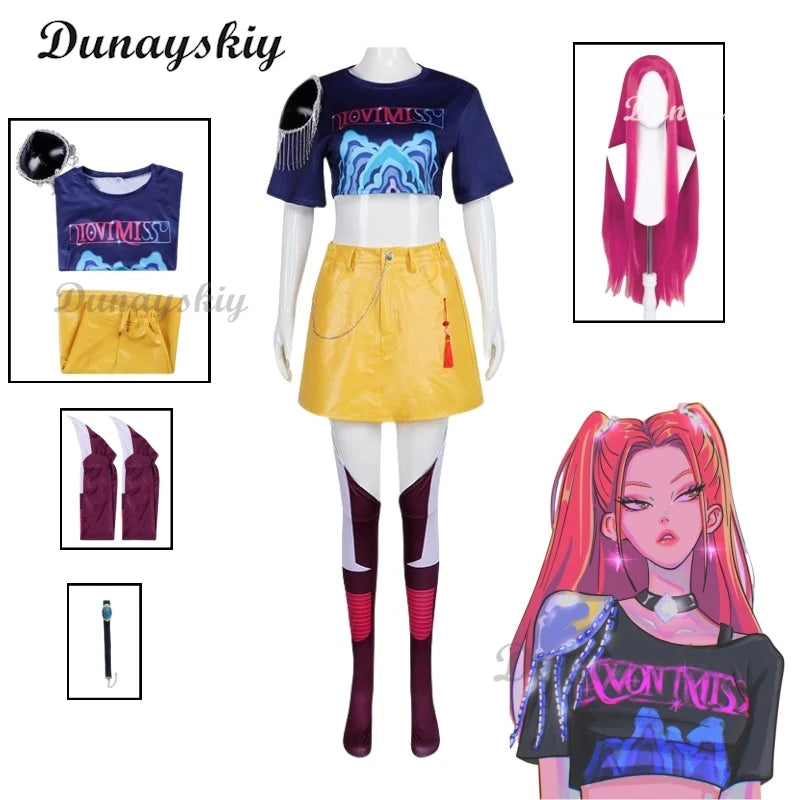 2025 Cartoon Demon Hunter of KPop Cosplay Mira Top Skirt Disguise Roleplay Costume Outfit Halloween Carnival Suits For Women