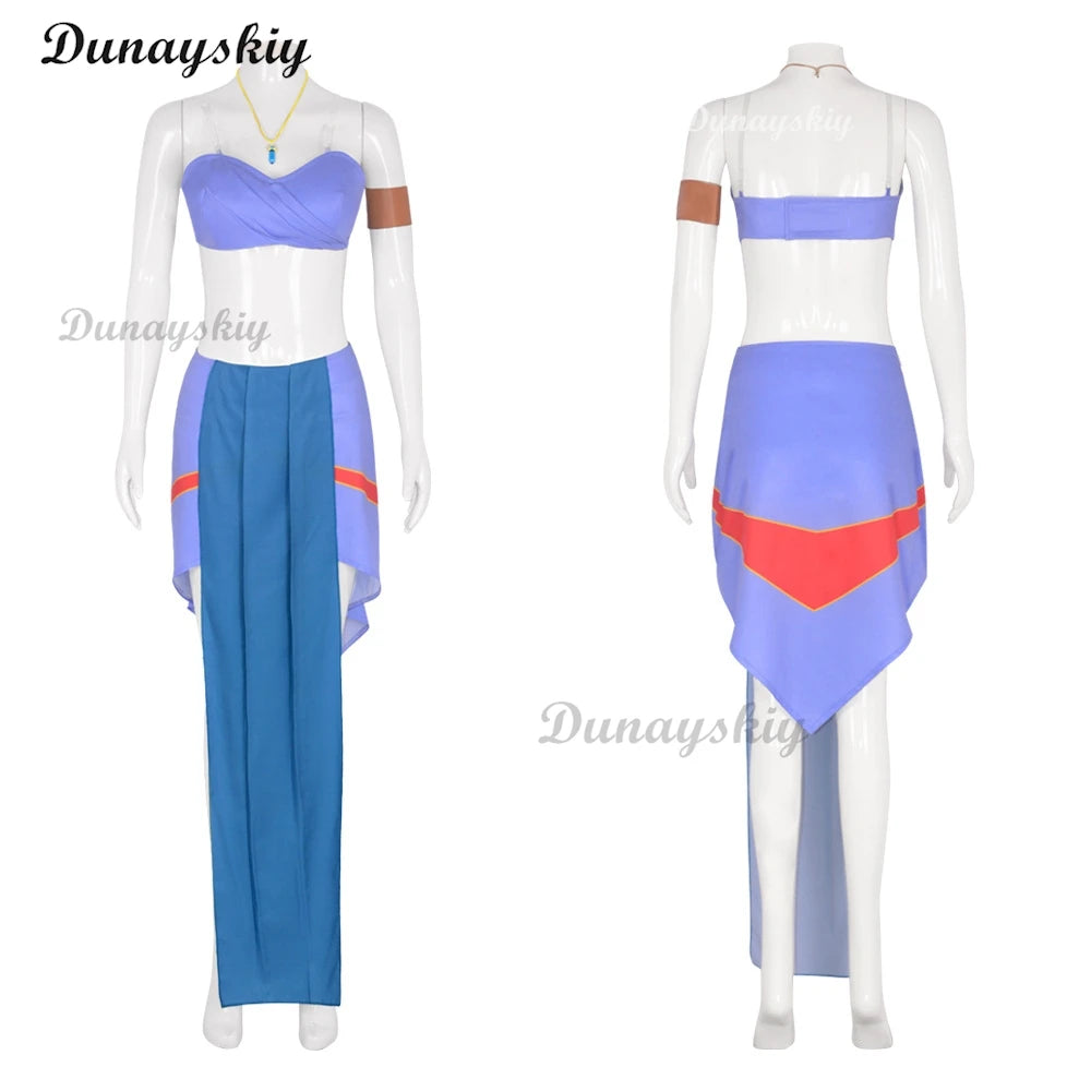Anime Movie Kida Cosplay Halloween Princess Costume Blue Dress Suits Girls Carnival Fancy Sexy Lolita Long Wigs Party