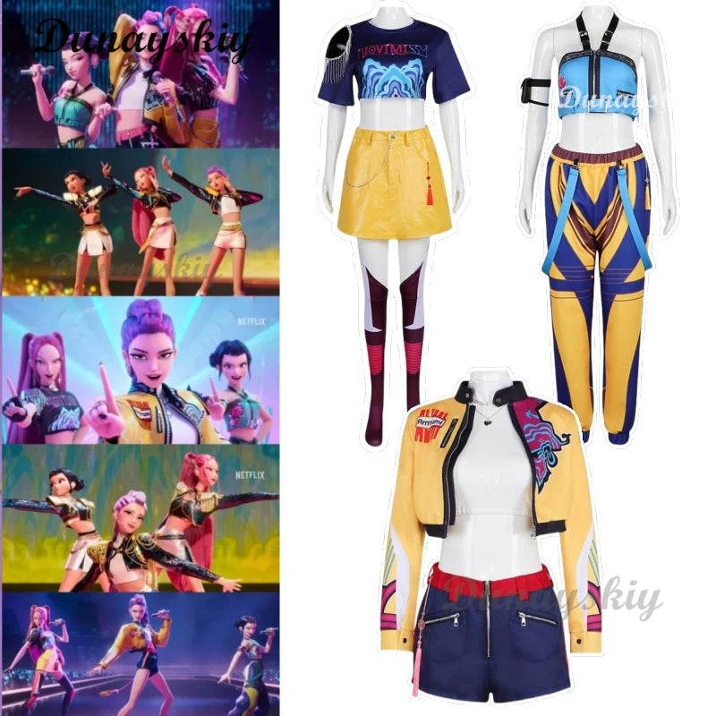 Anime KPop Demon Hunters Cosplay Costume for Women Zoey Mira Rumi Cosplay Fantasy Roleplay Outfits Halloween Carnival Party Suit